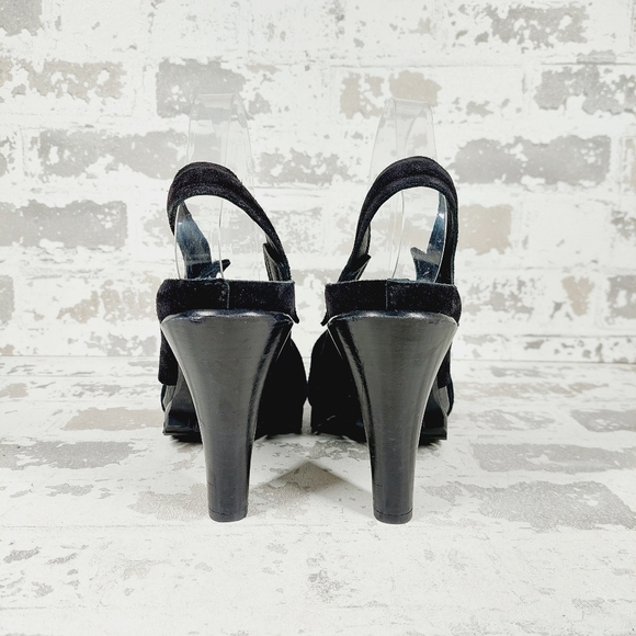 NEW Pedro Garcia Yuval Black Suede Slingback Open Toe Heeled Sandals T59 - Picture 5 of 11